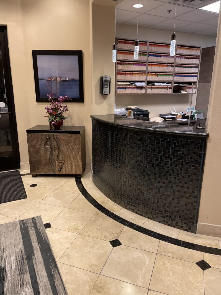 Nevada Endodontics' information office and counter area